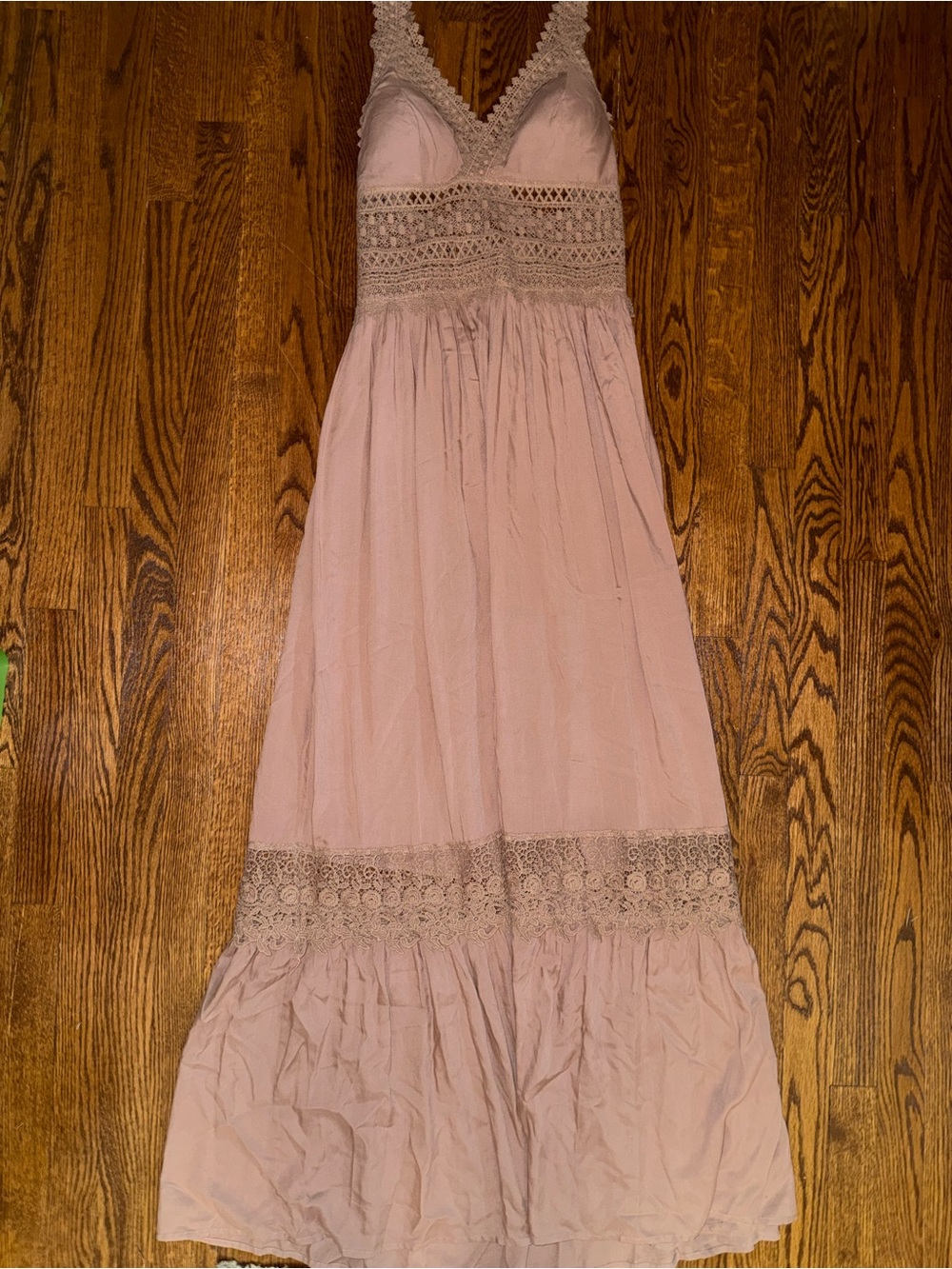 Fashion Nova Blush Crochet-Trim Maxi Dress
